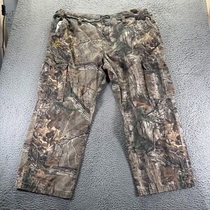 Realtree Pant Mens XXXL Green Camouflage Cotton Cargo Straight Baggy Hunting